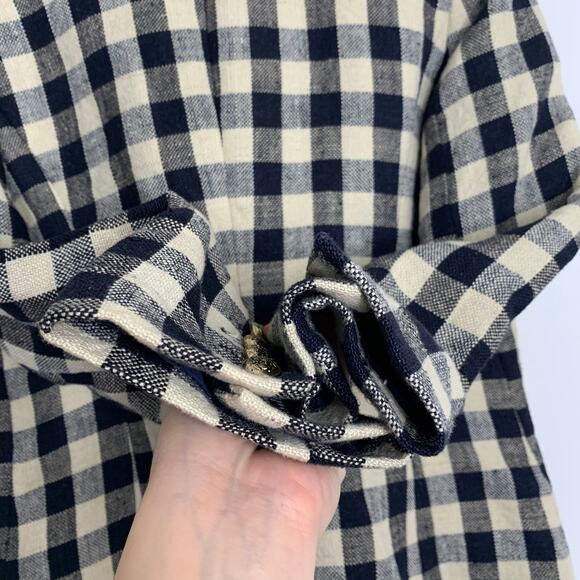 Smythe Women's Double Breasted Min Plaid Blazer Navy Check Size 6 - Picture 13 of 14